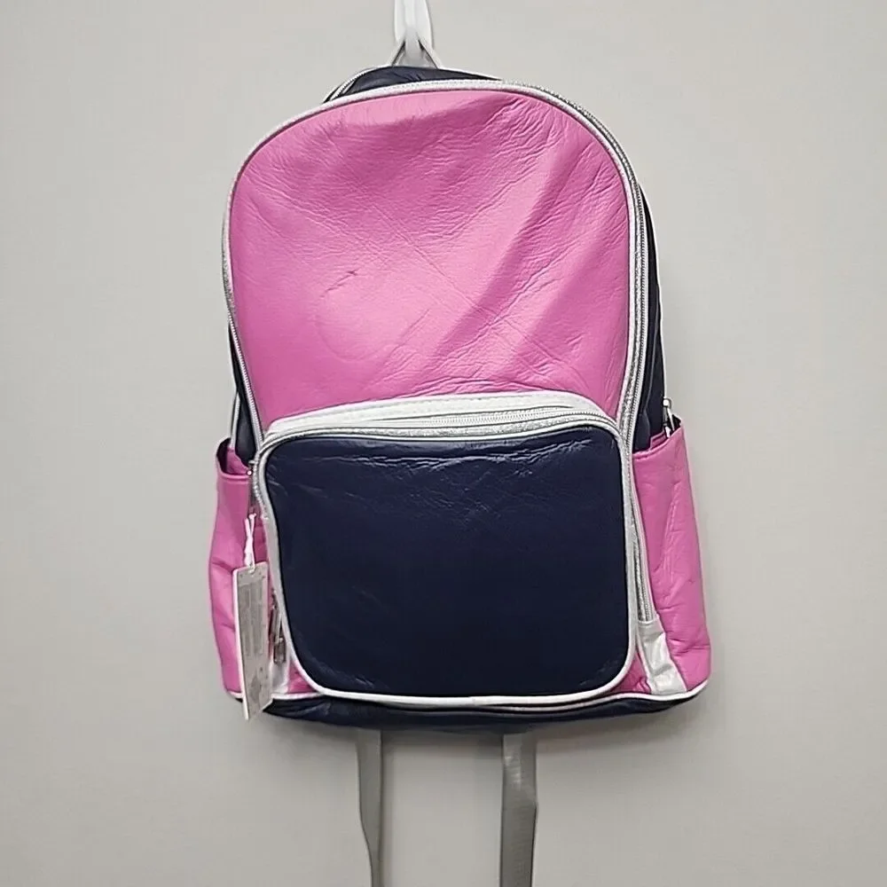 Danbar Scool Daze Pink Blue‎ Backpack Faux Leather Feel.